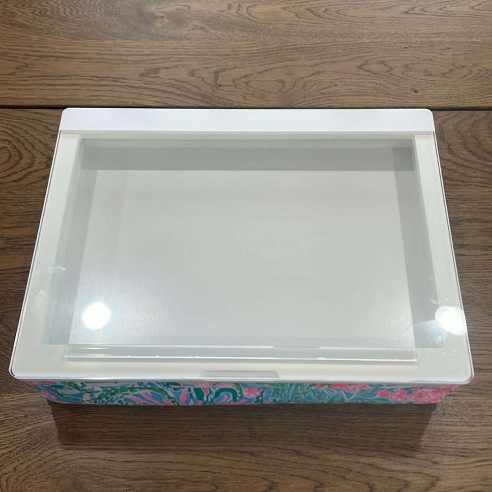 Lilly Pulitzer Lap Desk with Cushion and Deep Storage Compartment, Leaf It Wild